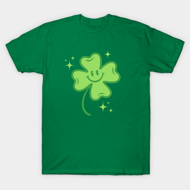 Cute four leaf lucky clover in retro style T-Shirt by Sir13